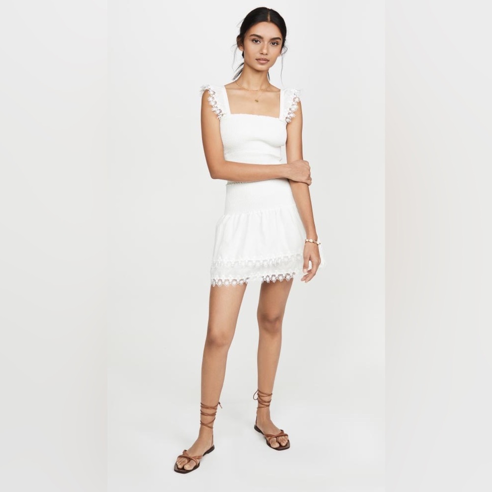 Worn Once!  Peixoto White Ruffle Cap Sleeve Tabk Top - Medium